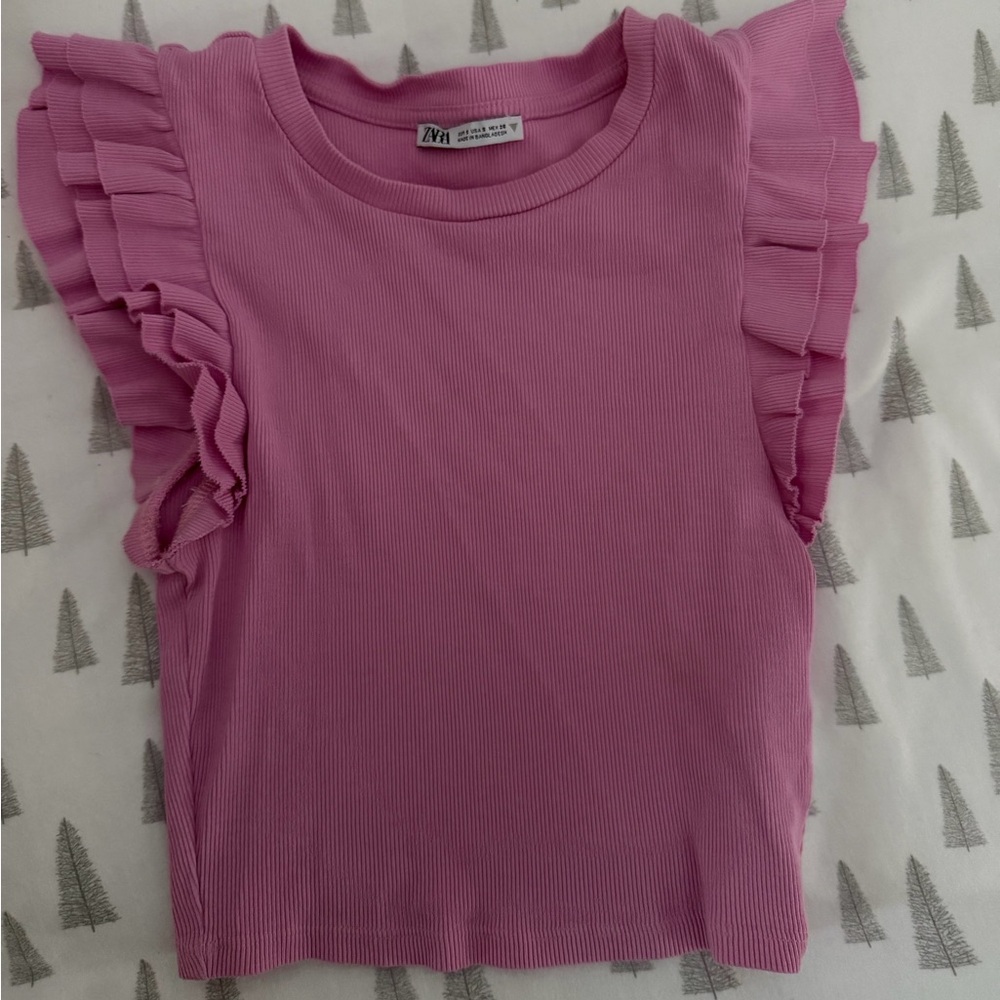 Zara Pink Ruffle Sleeve Tee